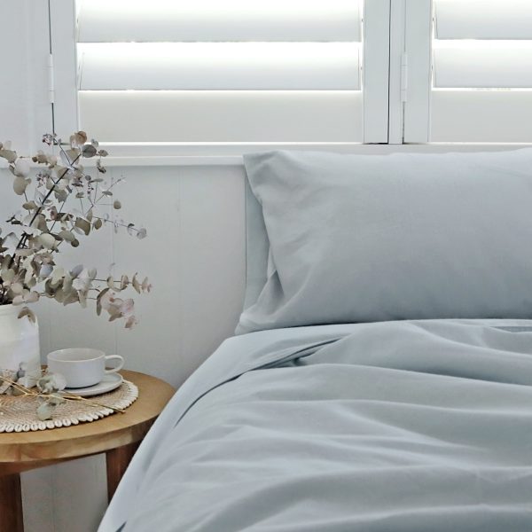 Sky Blue Flannelette Quilt Cover Set-1