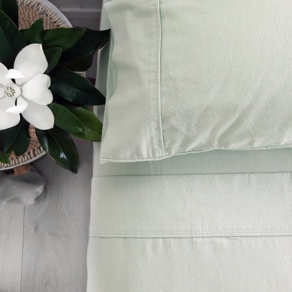 Sage Flannelette Fitted Sheet - Image 2